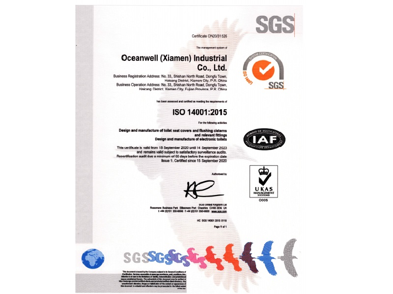  Oceanwell достигает ISO  14000 экологическая сертификация